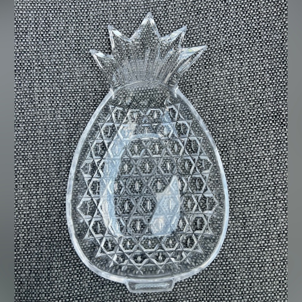 PINEAPPLE PLATTER Godinger Shannon lead crystal Serving Bowl Glass Plate Art